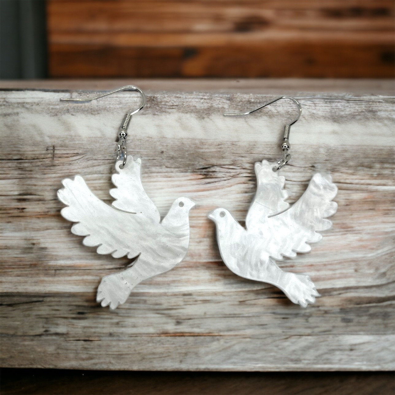 Dove Earrings - Christmas Earrings, White Dove Earrings, Christmas Jewelry, Dove Jewelry, Handmade Earrings, Bird Earrings, Christian - Rhythms of Grace Creative