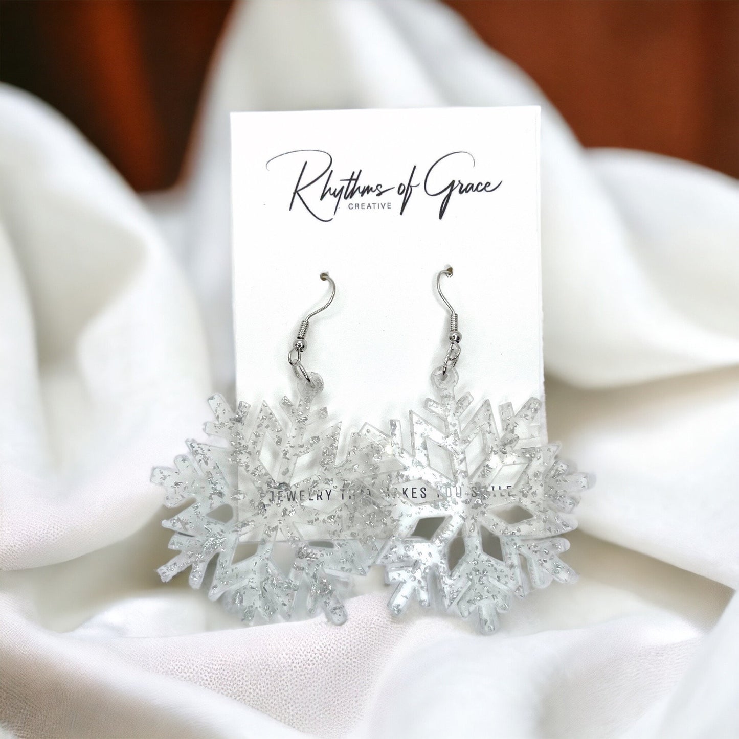 Frosty Glamour: Whimsical Snowflake Dangle Earrings for the Holidays! - Rhythms of Grace Creative