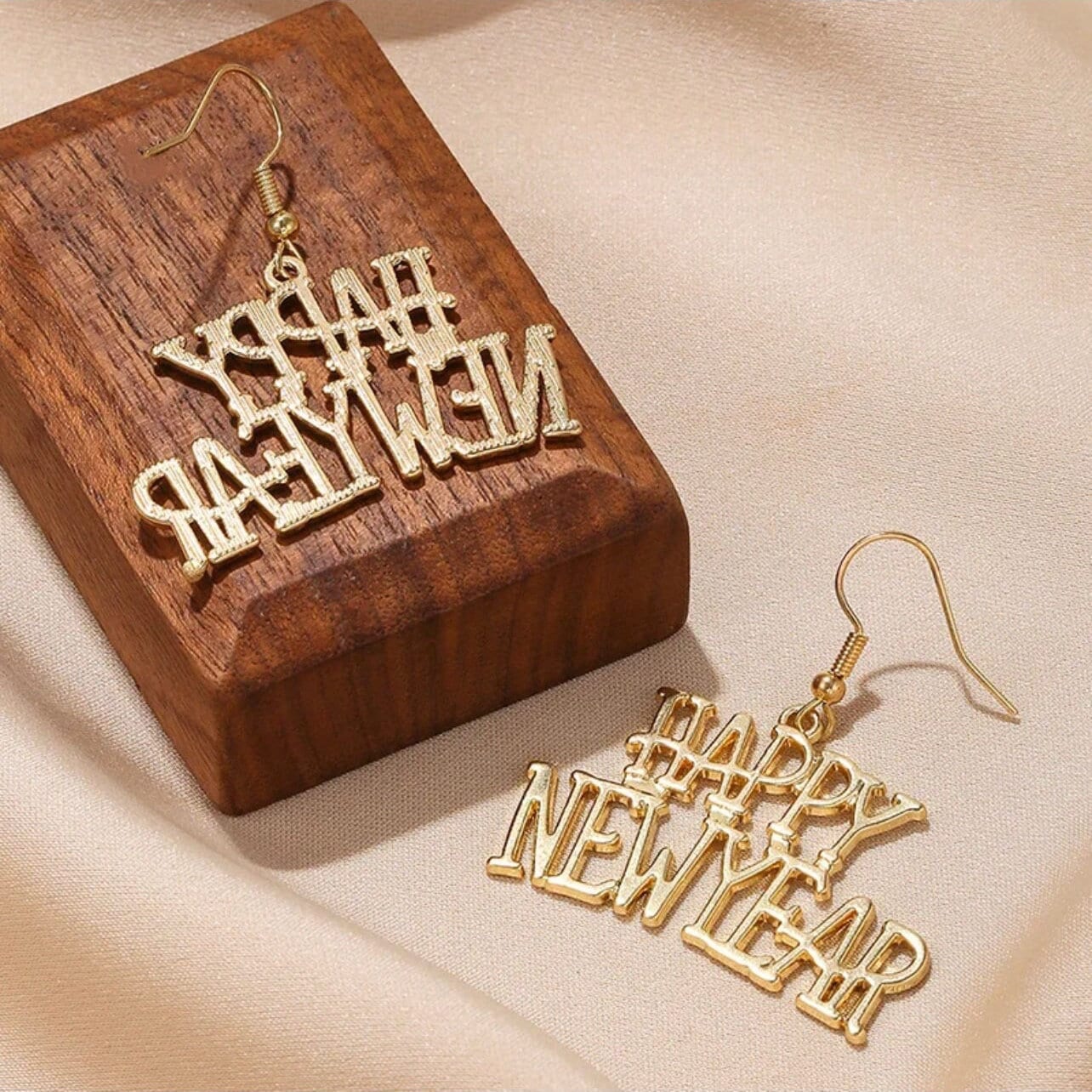 Gold Dangle Happy New Year Dangle Earrings - Celebrate in Style! - Rhythms of Grace Creative
