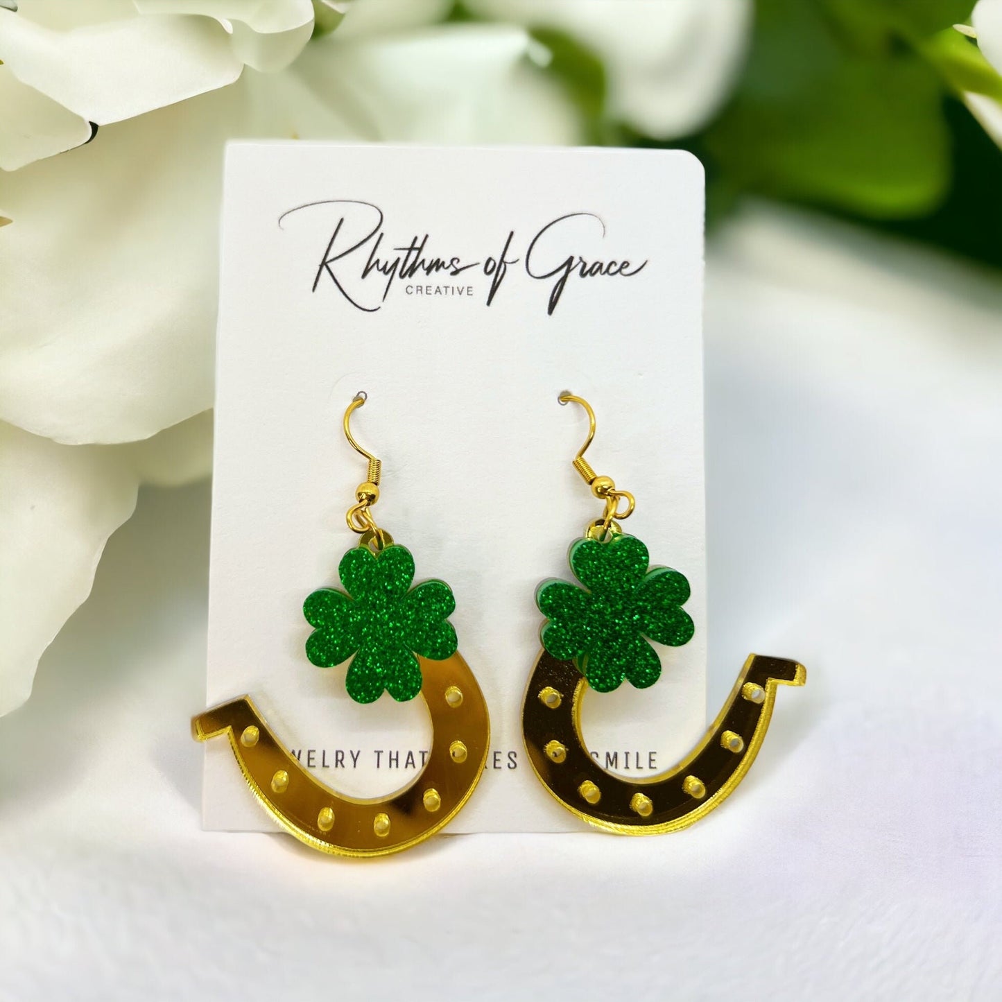 Golden Horseshoe Earrings - Your Lucky Charm! 🍀 - Rhythms of Grace Creative