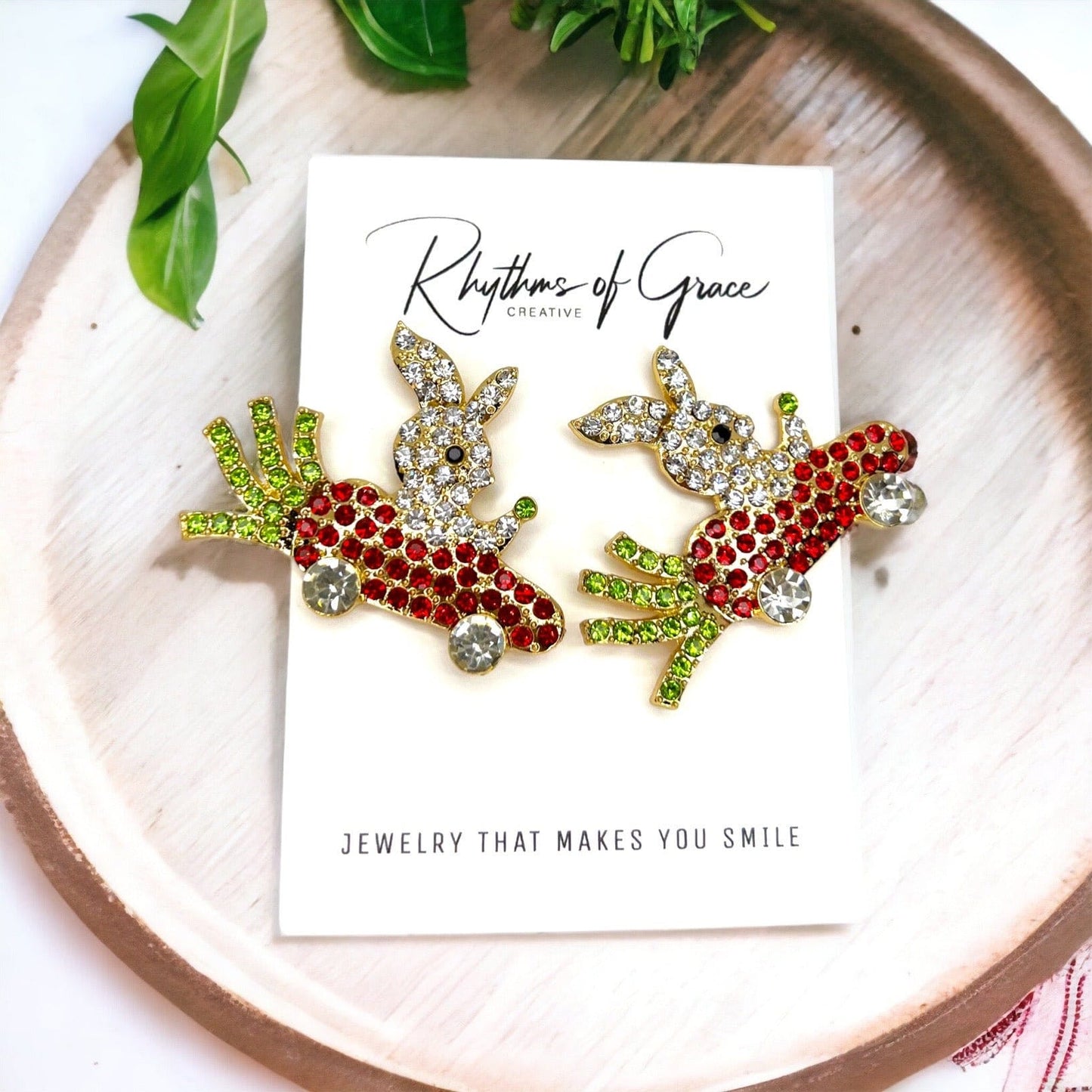 Bunny Bling: Adorable Rhinestone Rabbit Earrings for Spring! - Rhythms of Grace Creative