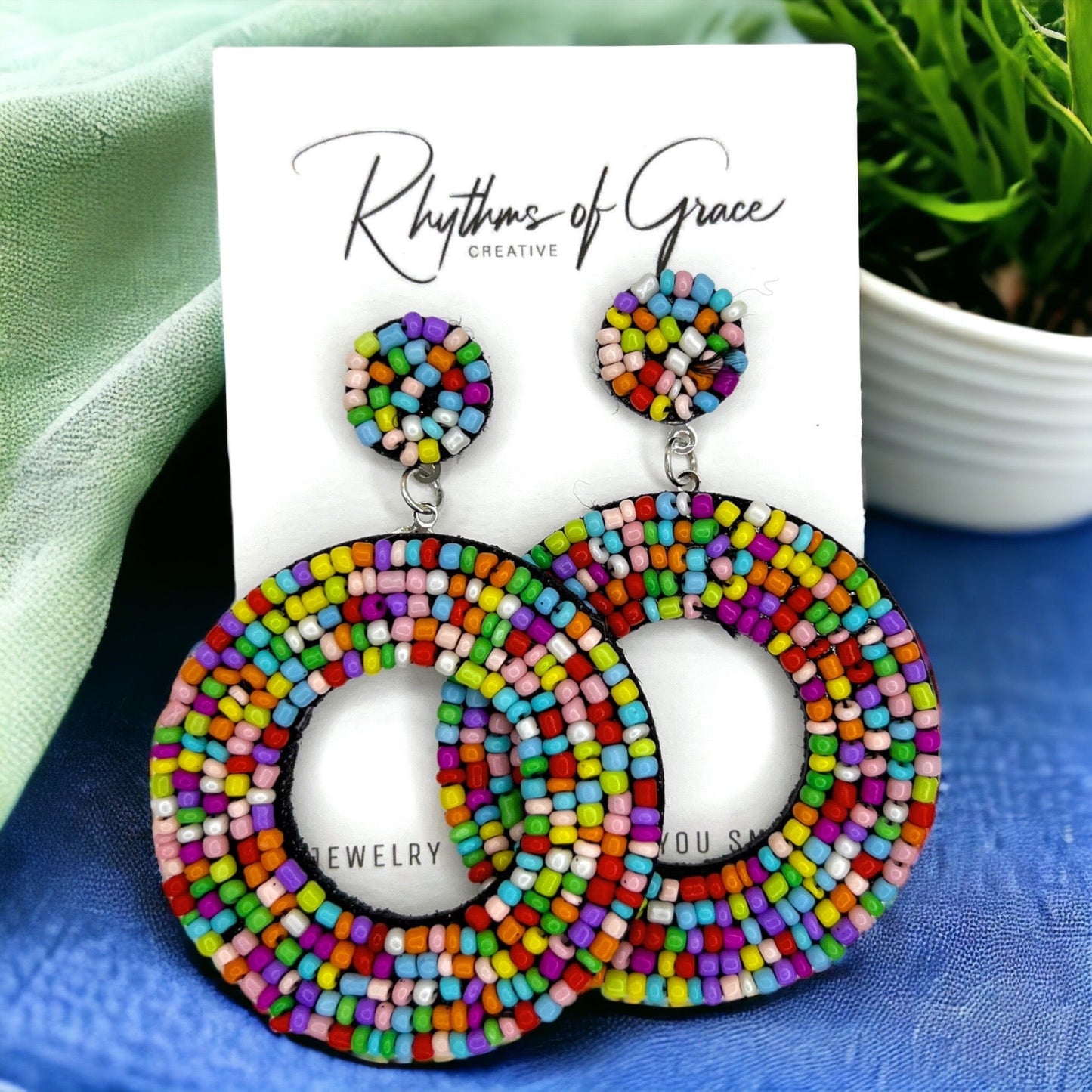 Colorful Boho Earrings - Festival Outfit, Boho Earrings, Bohemian Style, Rainbow Beaded, Rainbow Earrings, Beaded Accessories