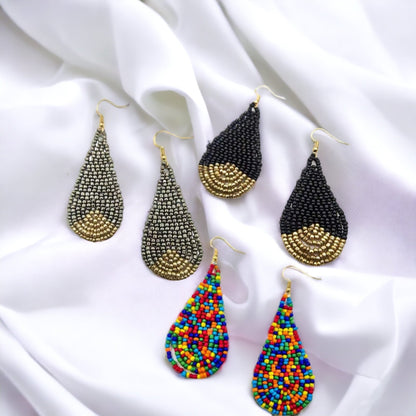 Beaded Drop Earrings - Festival Outfit, Boho Earrings, Bohemian Style, Rainbow Beaded, Rainbow Earrings, Beaded Accessories