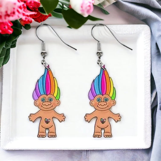 Troll Doll Earrings - A Whimsical Blast from the Past! 🌈 - Rhythms of Grace Creative
