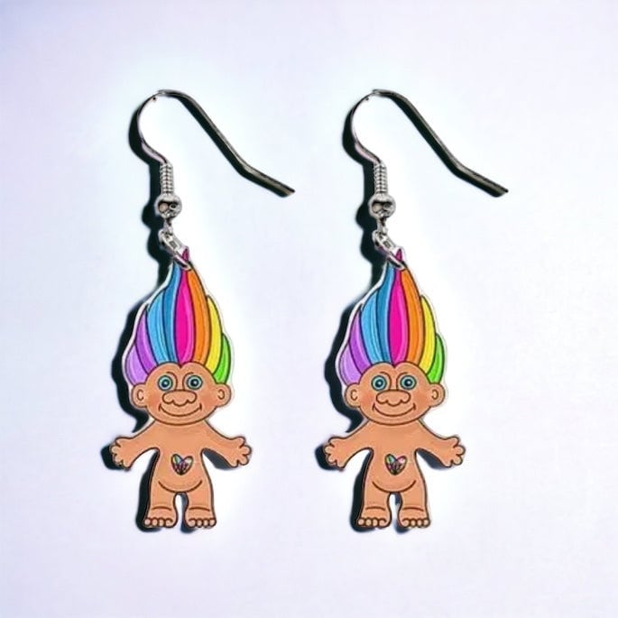 Troll Doll Earrings - A Whimsical Blast from the Past! 🌈 - Rhythms of Grace Creative