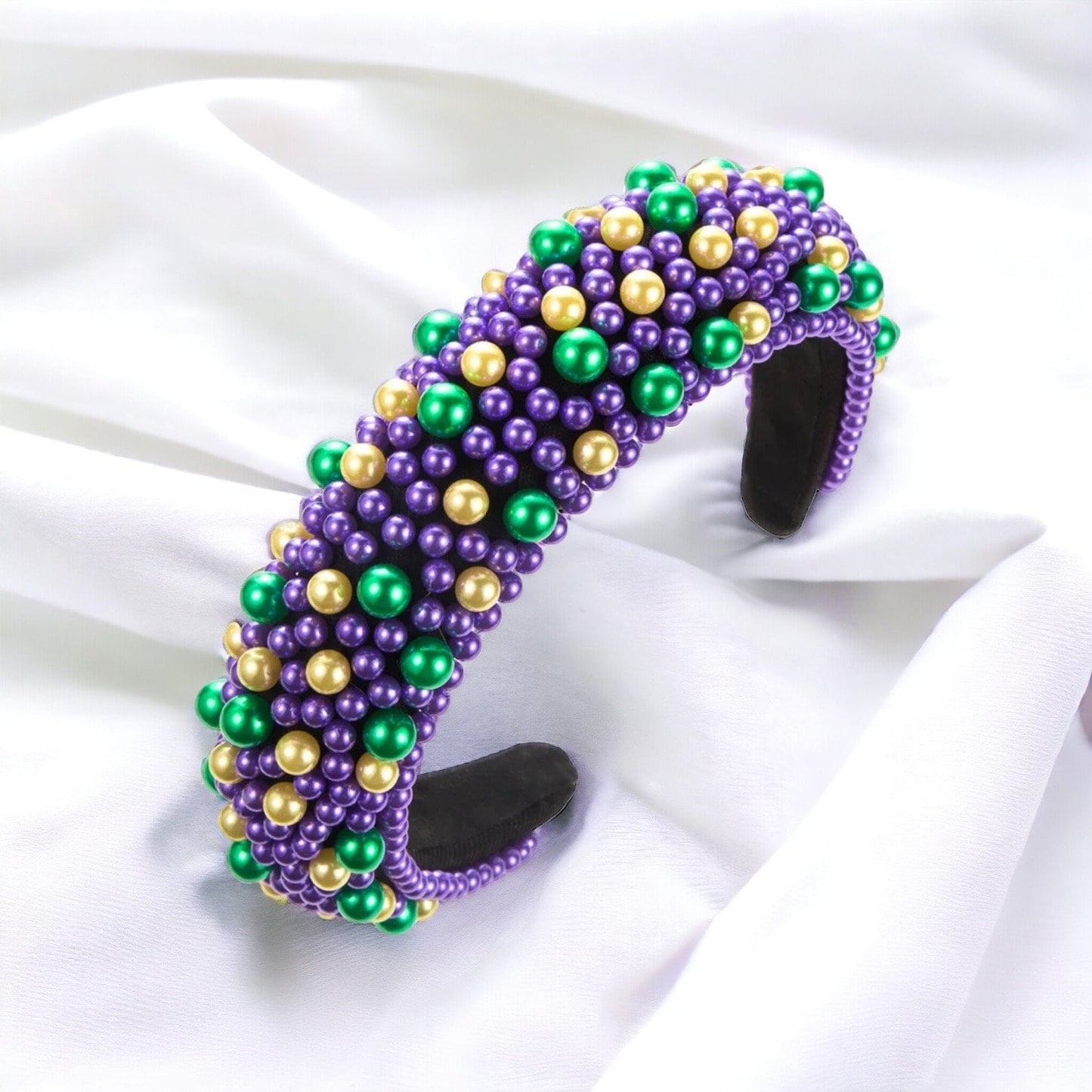Sparkle & Shine: Beaded Mardi Gras Headband in Party Perfect Purple, Green & Gold! - Rhythms of Grace Creative