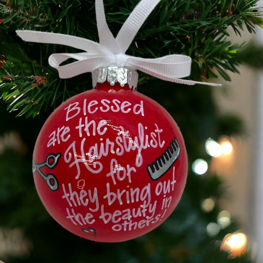 Hairstylist Ornament - Hairsylist Gift, Stylist Ornament, Christmas Ornament, Holiday Ornament, Beautician Ornament, Barber Gift, Hair Salon - Rhythms of Grace Creative
