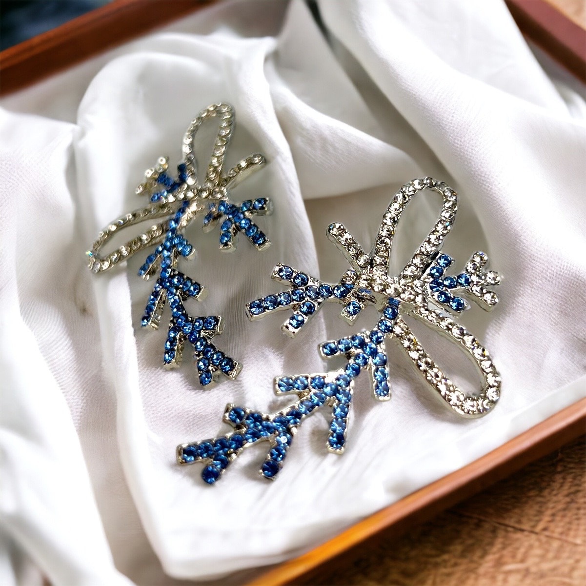 Frozen Earrings, Christmas Bow, Christmas Earrings, Christmas Jewelry, Christmas Rhinestones, Handmade Earrings, Bow Accessories - Rhythms of Grace Creative