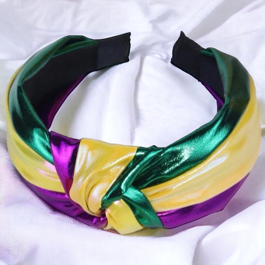 Fiesta Flair: Shimmering Mardi Gras Headband in Purple, Green & Gold! - Rhythms of Grace Creative