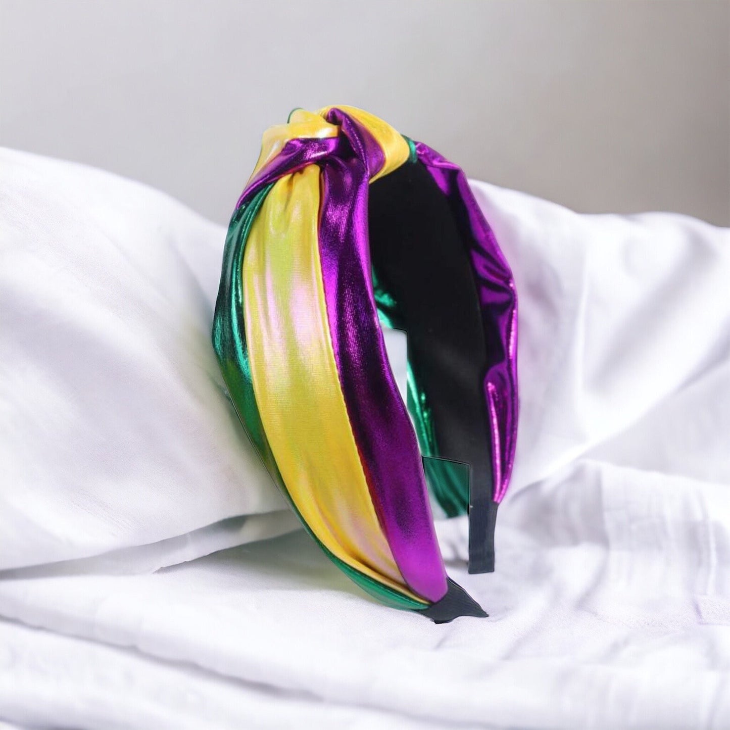 Fiesta Flair: Shimmering Mardi Gras Headband in Purple, Green & Gold! - Rhythms of Grace Creative