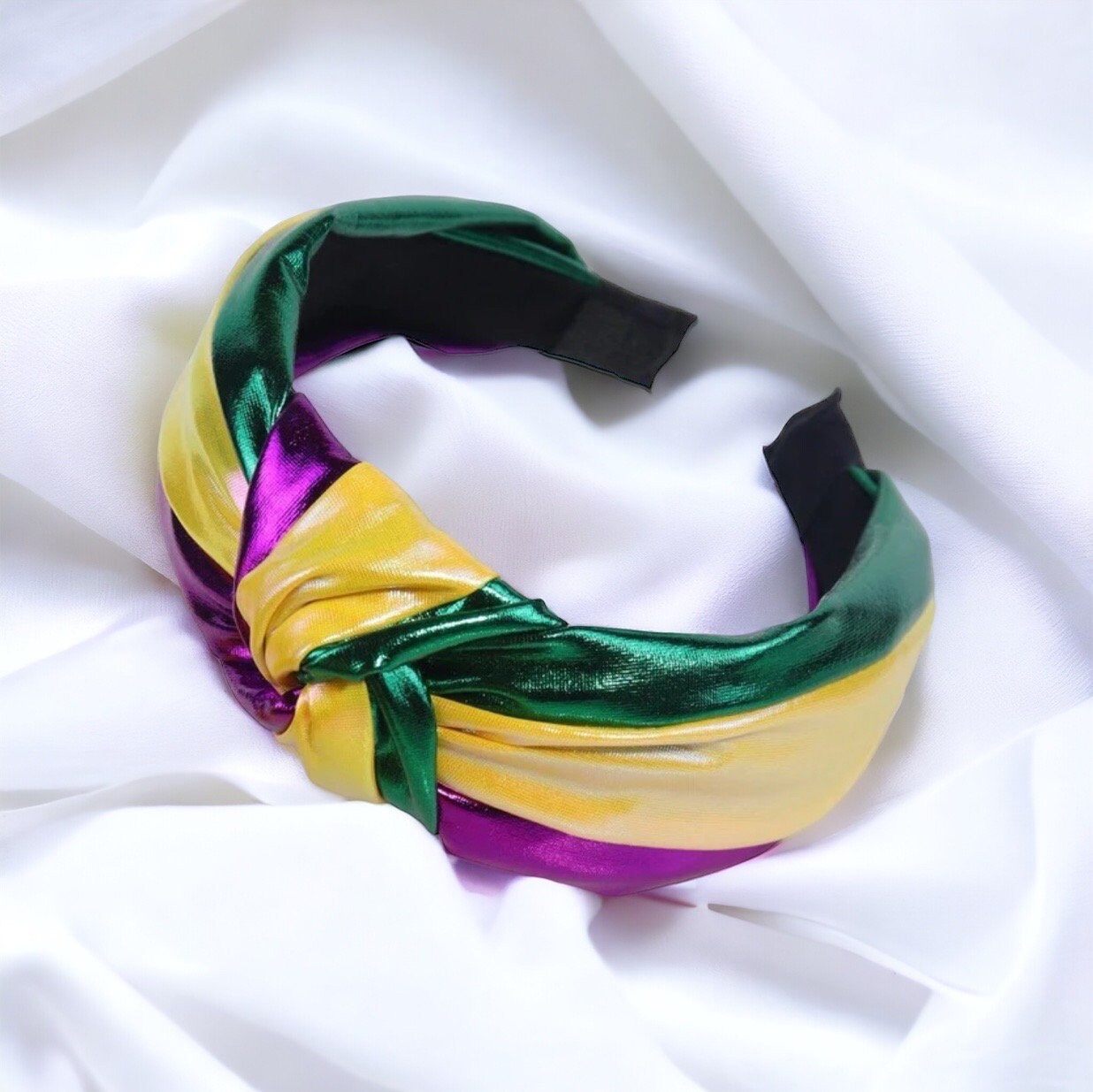 Fiesta Flair: Shimmering Mardi Gras Headband in Purple, Green & Gold! - Rhythms of Grace Creative