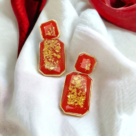 Dazzling Red & Gold Dangle Earrings - Your Perfect Valentine’s Day Statement! - Rhythms of Grace Creative
