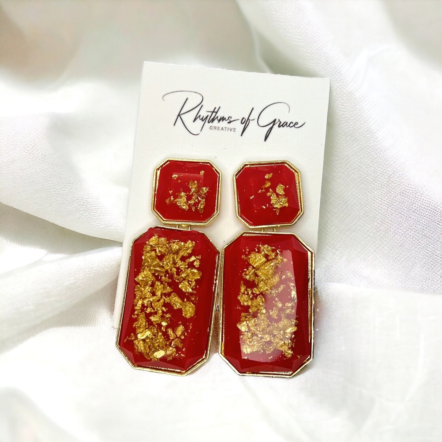 Dazzling Red & Gold Dangle Earrings - Your Perfect Valentine’s Day Statement! - Rhythms of Grace Creative