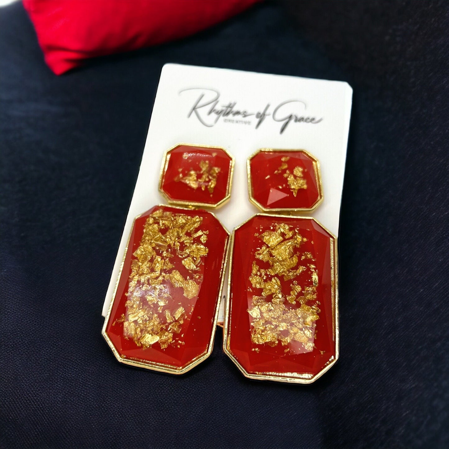 Dazzling Red & Gold Dangle Earrings - Your Perfect Valentine’s Day Statement! - Rhythms of Grace Creative