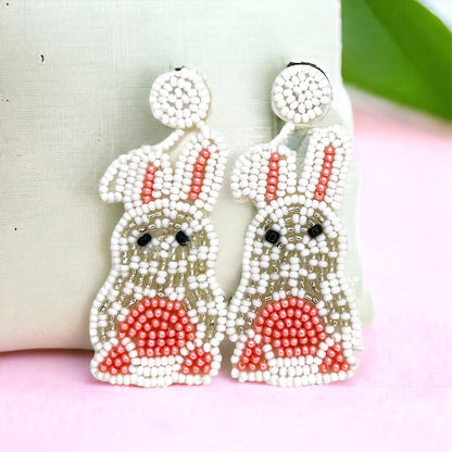 Beaded Easter Earrings - Happy Easter, Easter Bunny Earrings, Easter Accessories, Easter Egg, Beaded Accessories, Easter Basket, Rabbit
