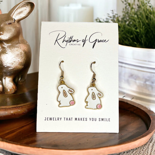 Rabbit Earrings - Easter Earrings, Happy Easter, Easter Bunny, Easter Accessories, Easter Egg, Easter Accessories, Easter Basket, Delicate