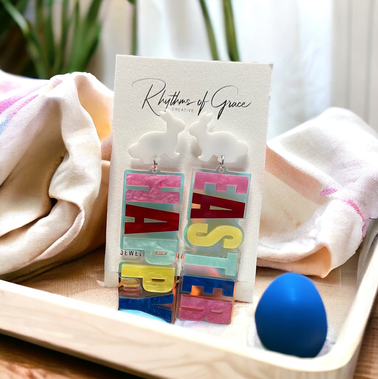 Hop Into Style: Vibrant Happy Easter Bunny Dangle Earrings! - Rhythms of Grace Creative