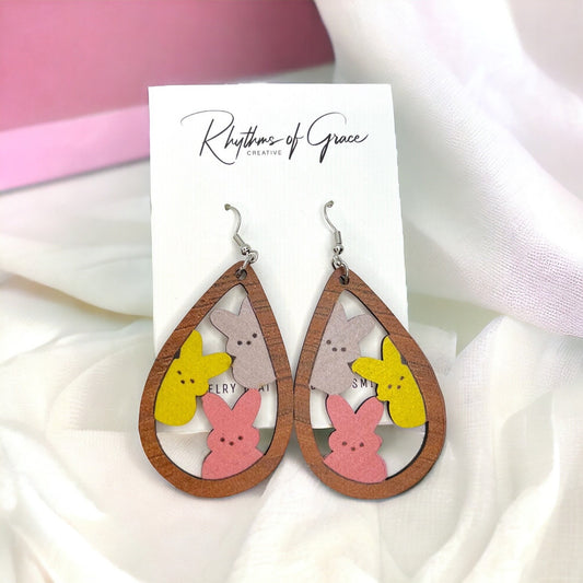 Easter Bliss: Adorable Wooden Bunny Drop Earrings for Springtime Style! - Rhythms of Grace Creative