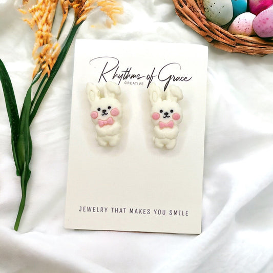 Easter Studs - Bunny Earrings, Happy Easter, Easter Bunny, Easter Earrings, Easter Egg, Easter Accessories, Easter Basket, Rabbit Jewelry