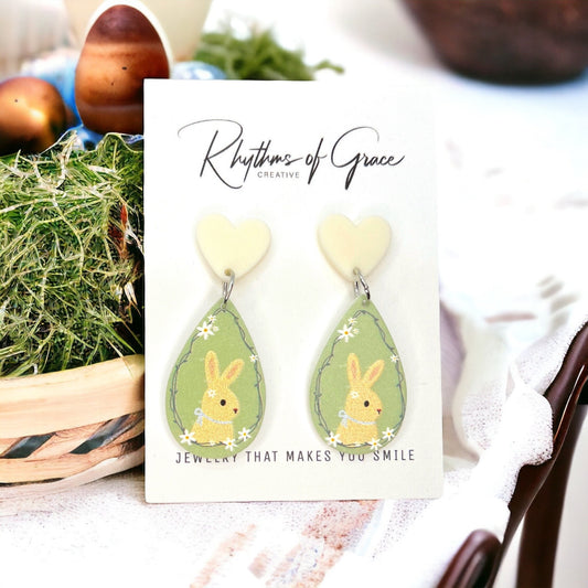 Rabbit Earrings - Bunny Earrings, Happy Easter, Easter Bunny, Easter Earrings, Easter Egg, Easter Accessories, Easter Basket, Rabbit Jewelry