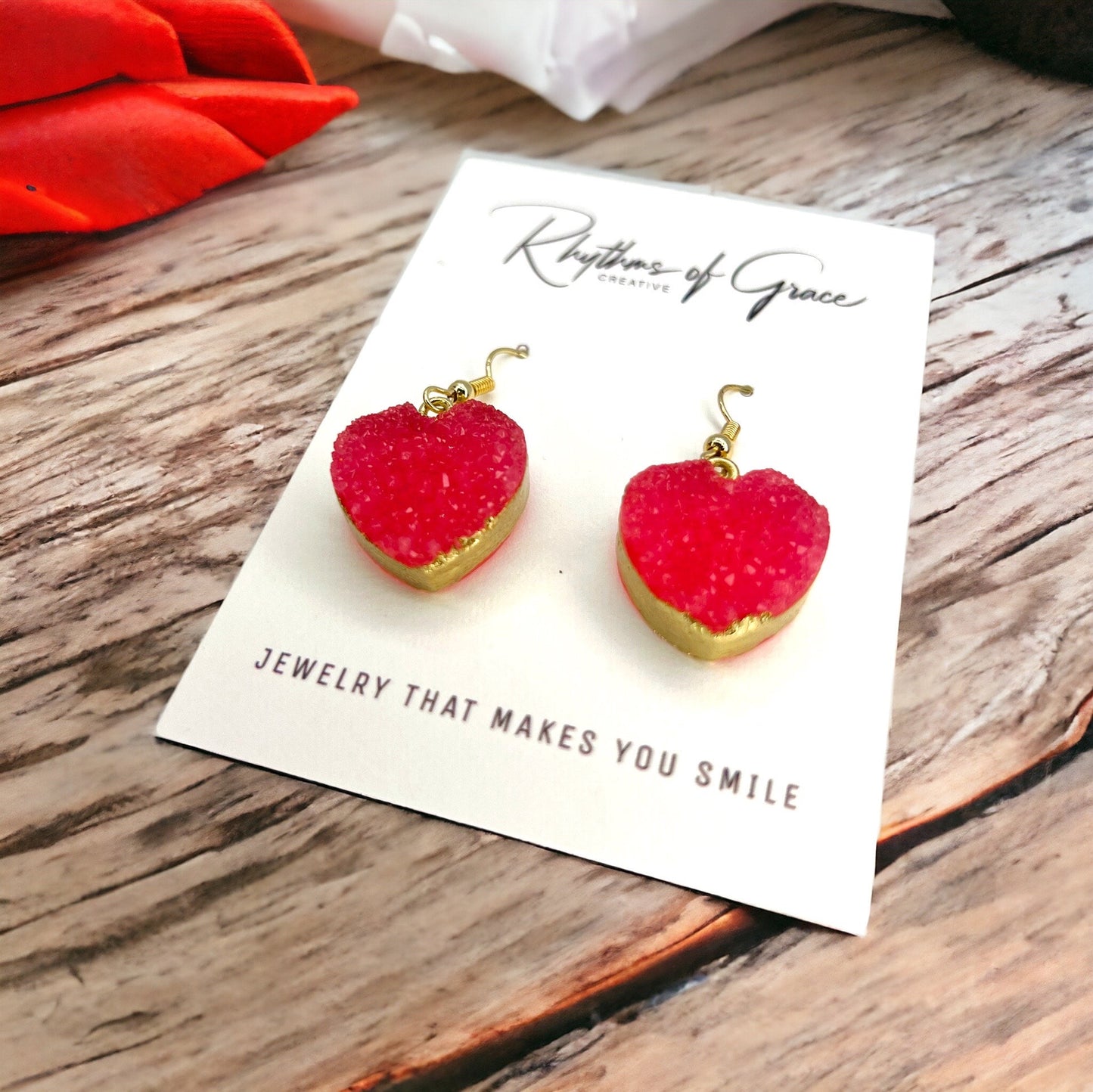 Sparkle in Love with Our Crystal Pink Heart Earrings! 💖 - Rhythms of Grace Creative