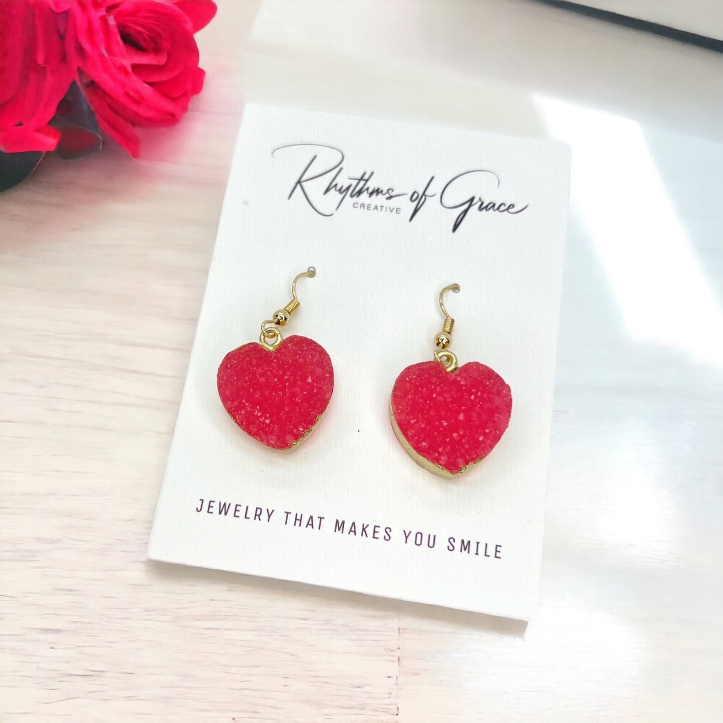Sparkle in Love with Our Crystal Pink Heart Earrings! 💖 - Rhythms of Grace Creative