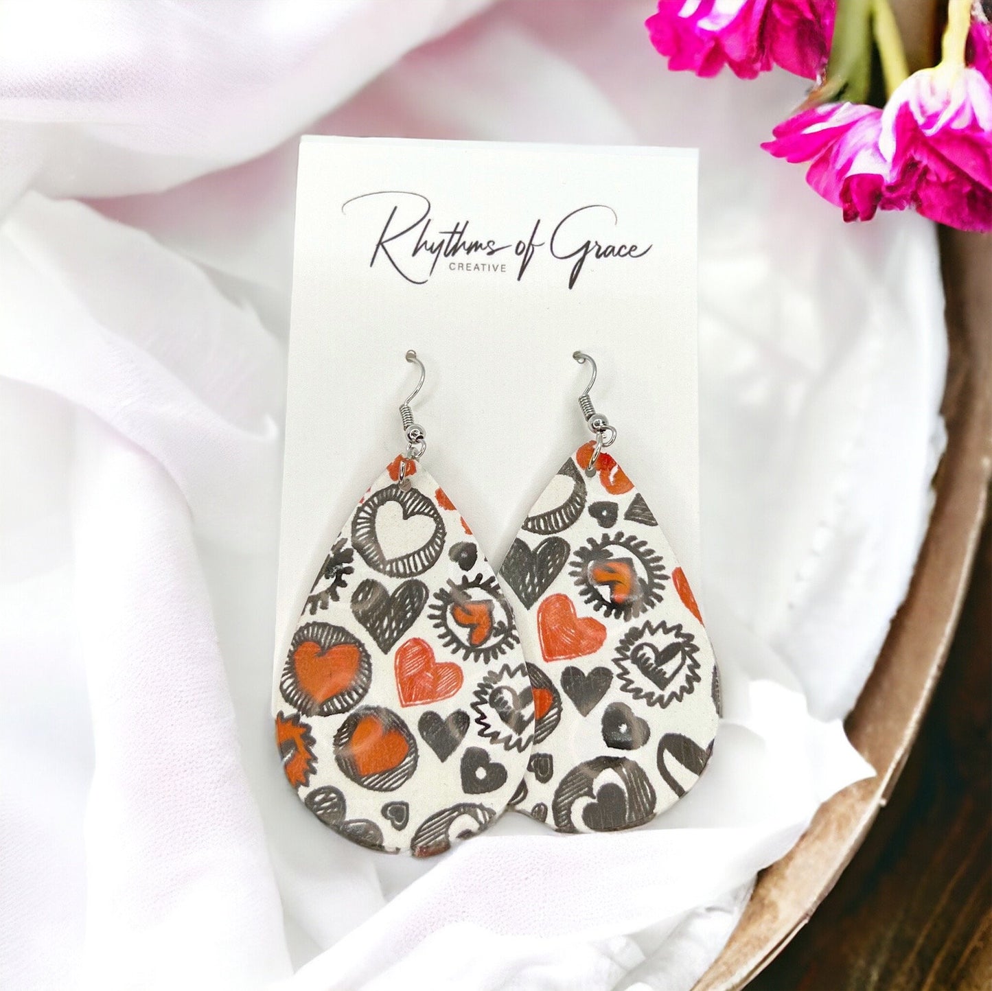 Heartfelt Doodles: Adorable Pink Teardrop Earrings for Valentine’s Day! - Rhythms of Grace Creative