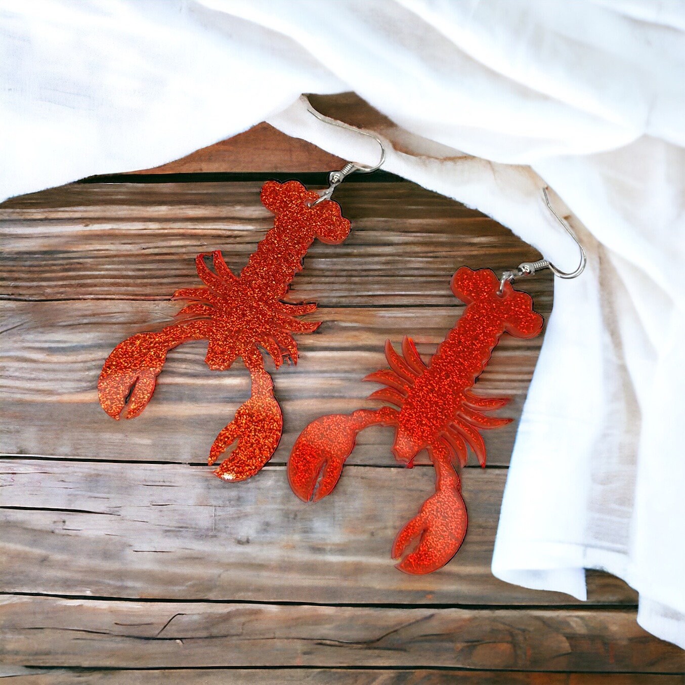 Catch the Cajun Vibe: Dazzling Red Glitter Crawfish Earrings! - Rhythms of Grace Creative