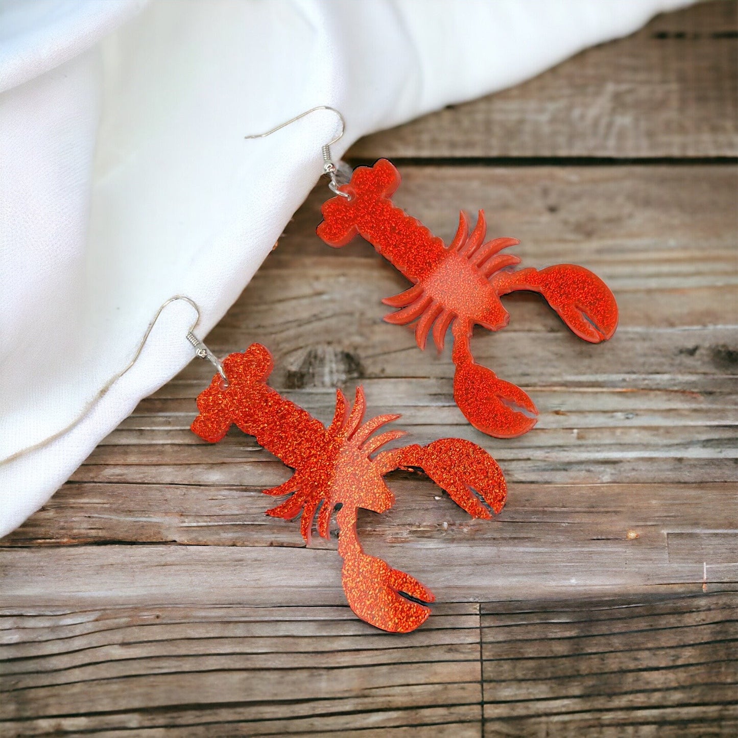 Catch the Cajun Vibe: Dazzling Red Glitter Crawfish Earrings! - Rhythms of Grace Creative