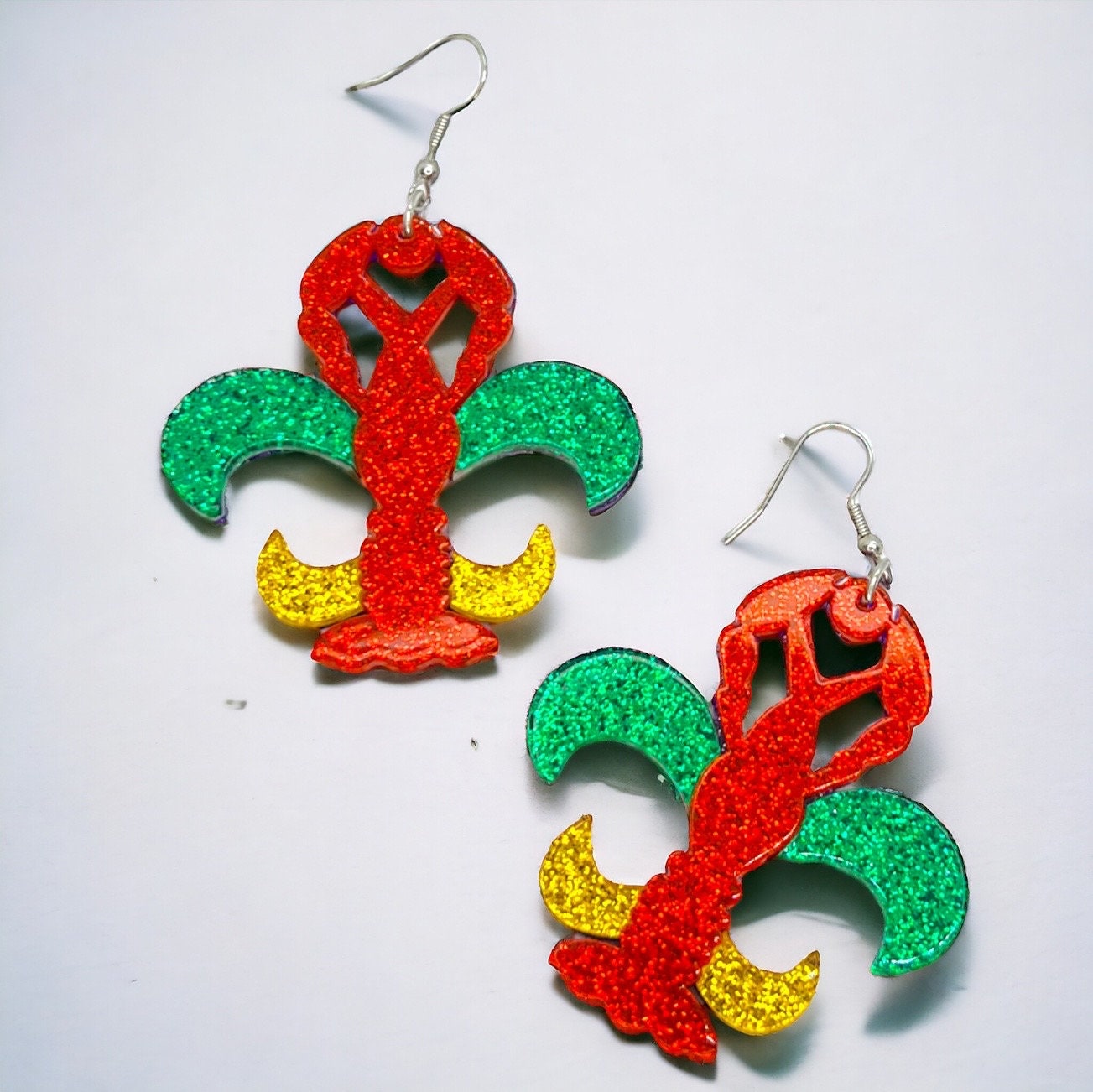Dive into the Cajun Spirit with Fleur de Lis Crawfish Earrings! - Rhythms of Grace Creative