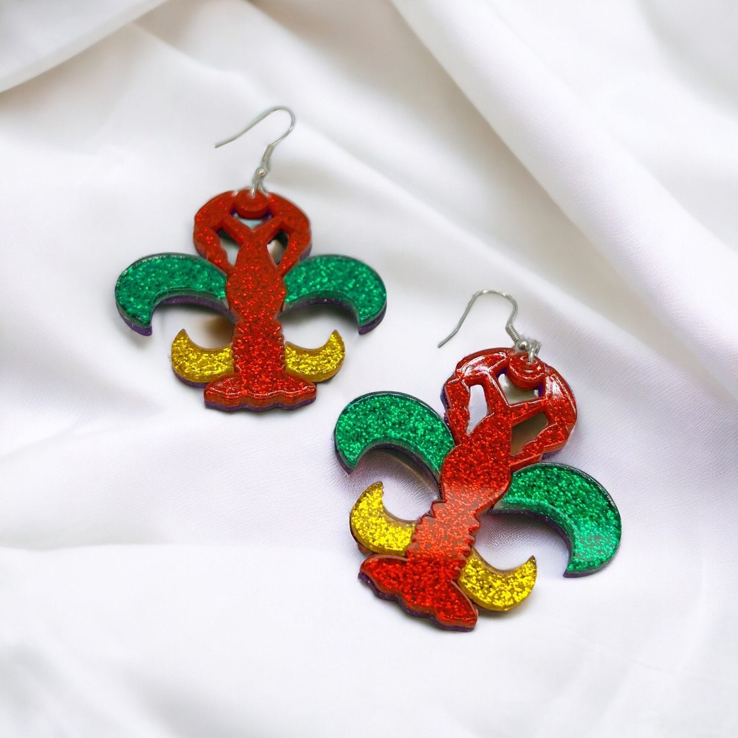 Dive into the Cajun Spirit with Fleur de Lis Crawfish Earrings! - Rhythms of Grace Creative