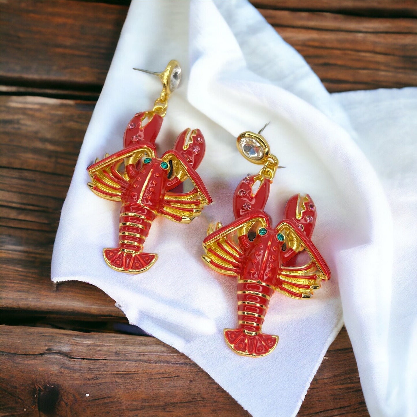 Crawfish Earrings - Rhinestone Earrings, Mardi Gras, New Orleans, Lobster Earrings, Mardi Gras Accessories, Cajun, Crawfish Accessories