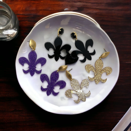 Fleur-tastic Oversized Earrings: Rock Your Louisiana Spirit in Style! - Rhythms of Grace Creative