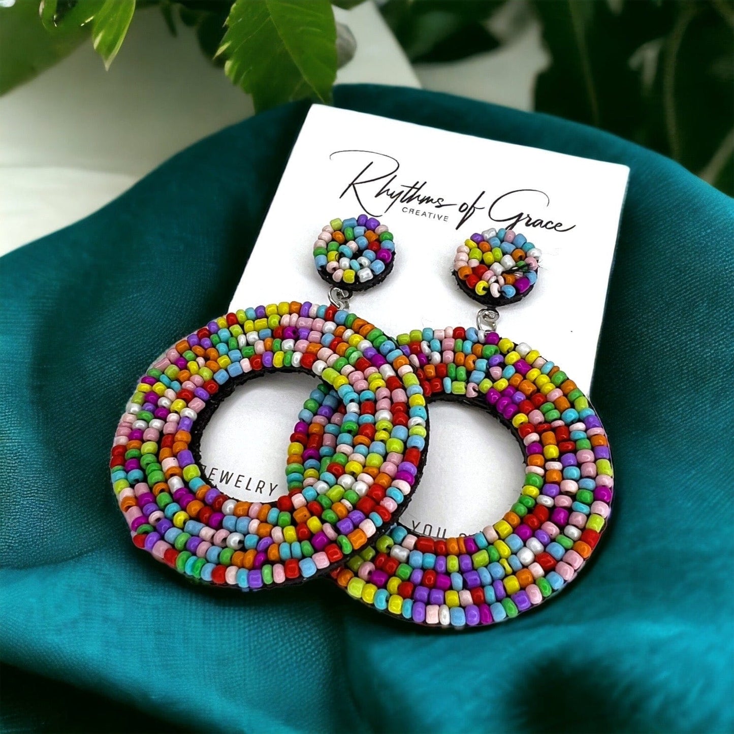 Colorful Boho Earrings - Festival Outfit, Boho Earrings, Bohemian Style, Rainbow Beaded, Rainbow Earrings, Beaded Accessories