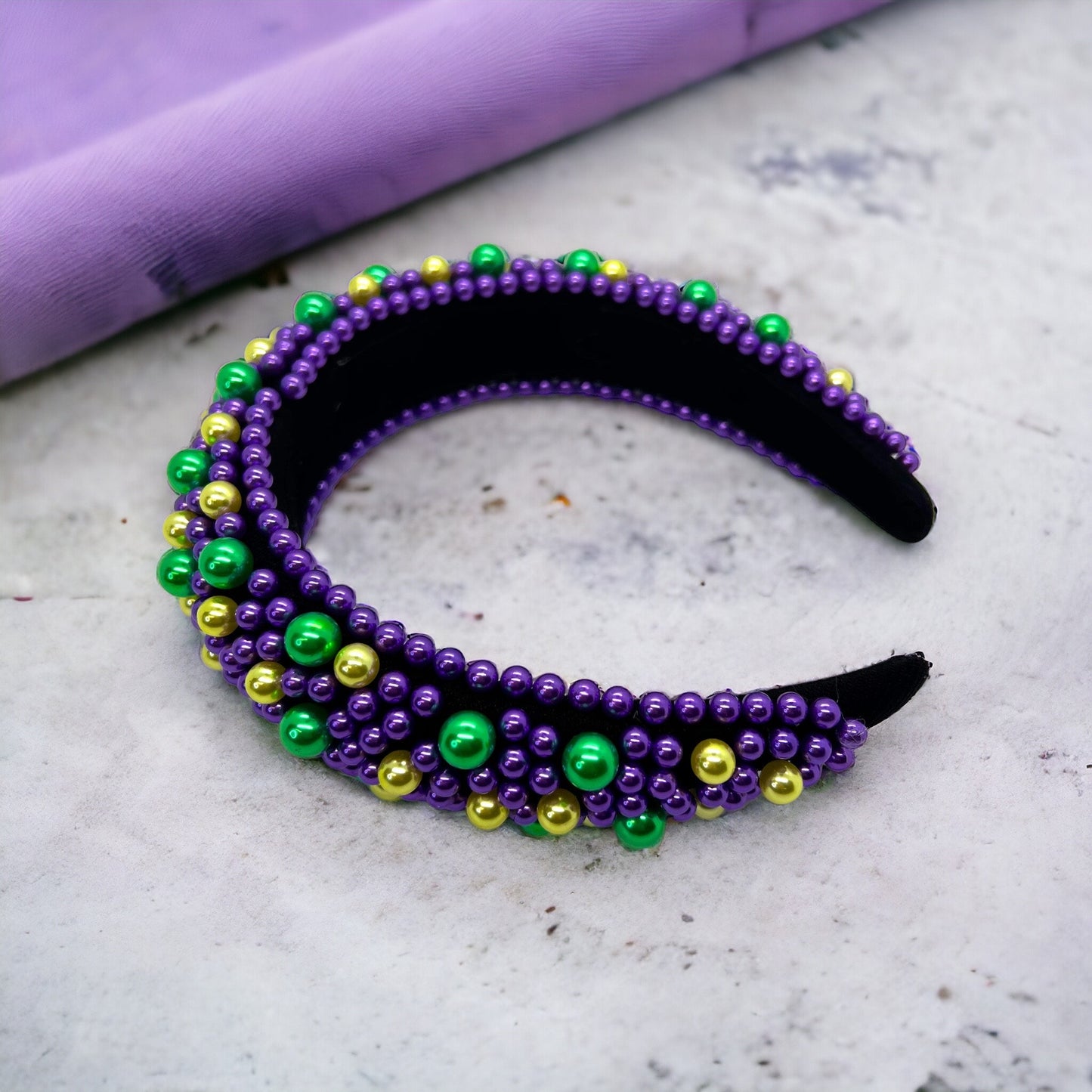 Sparkle & Shine: Beaded Mardi Gras Headband in Party Perfect Purple, Green & Gold! - Rhythms of Grace Creative