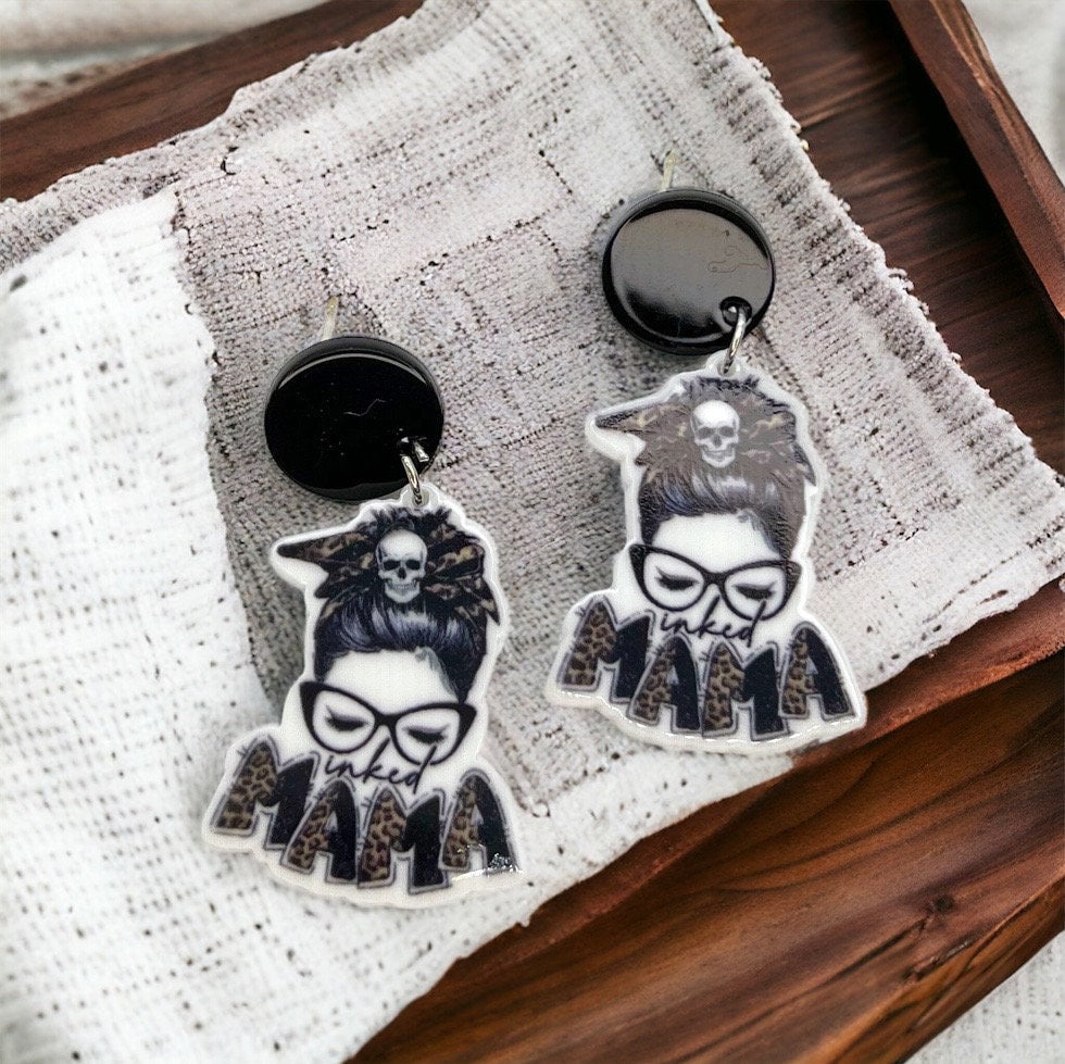 Inked Mama Earrings - Celebrate Moms with Attitude! 🌟 - Rhythms of Grace Creative