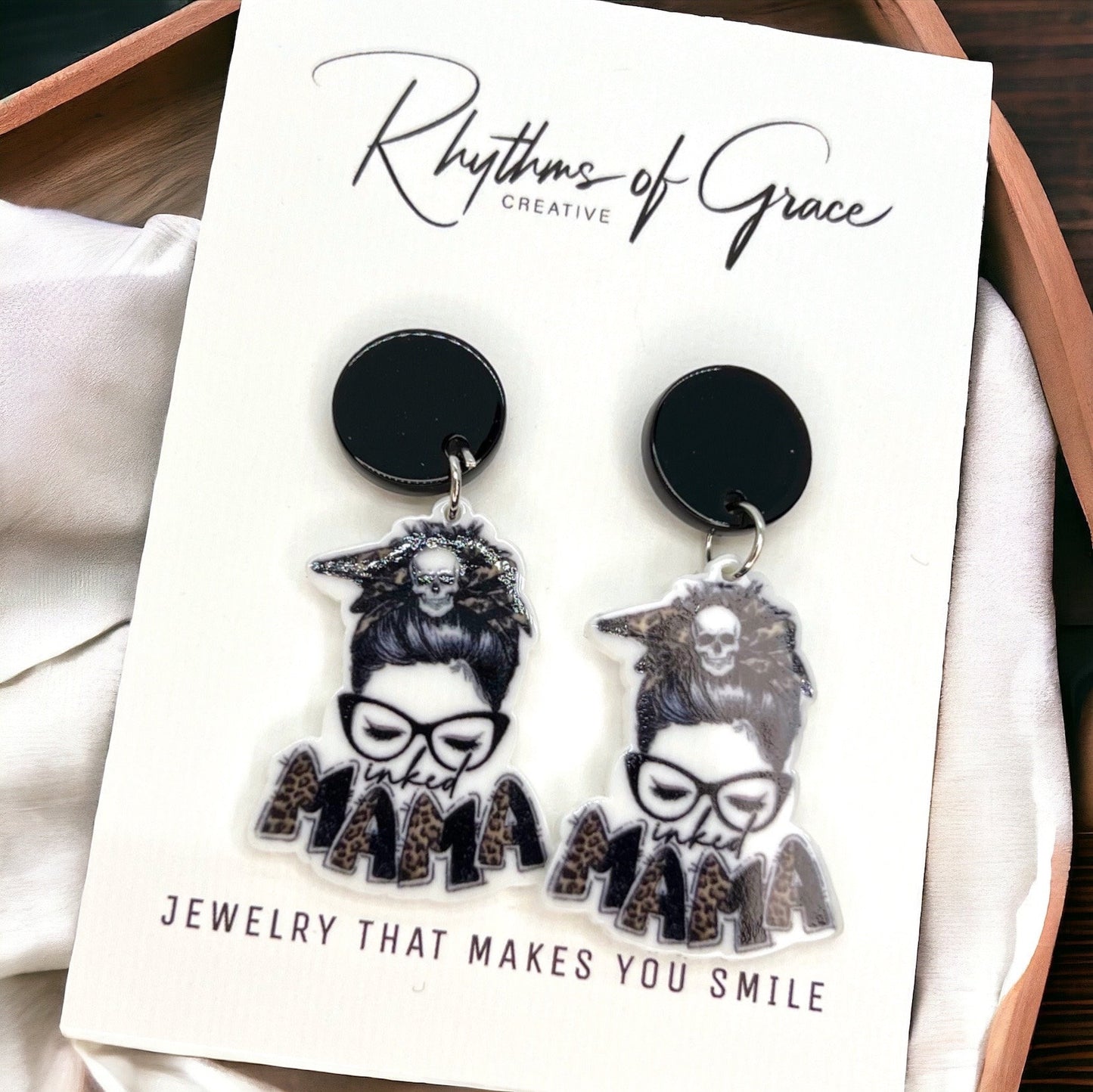 Inked Mama Earrings - Celebrate Moms with Attitude! 🌟 - Rhythms of Grace Creative