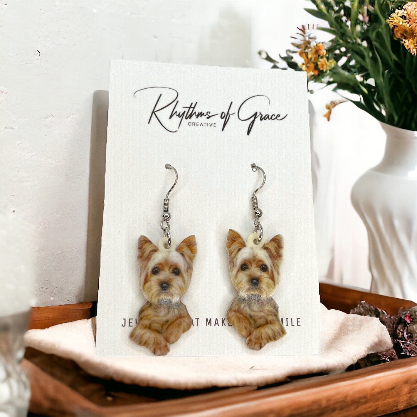 Yorkie Earrings - Dog Earrings, Yorkie Mom, Dog Jewelry, Dog Mom, Yorkie Jewelry, Dog Accessories, Puppy Earrings, Yorkie Accessories