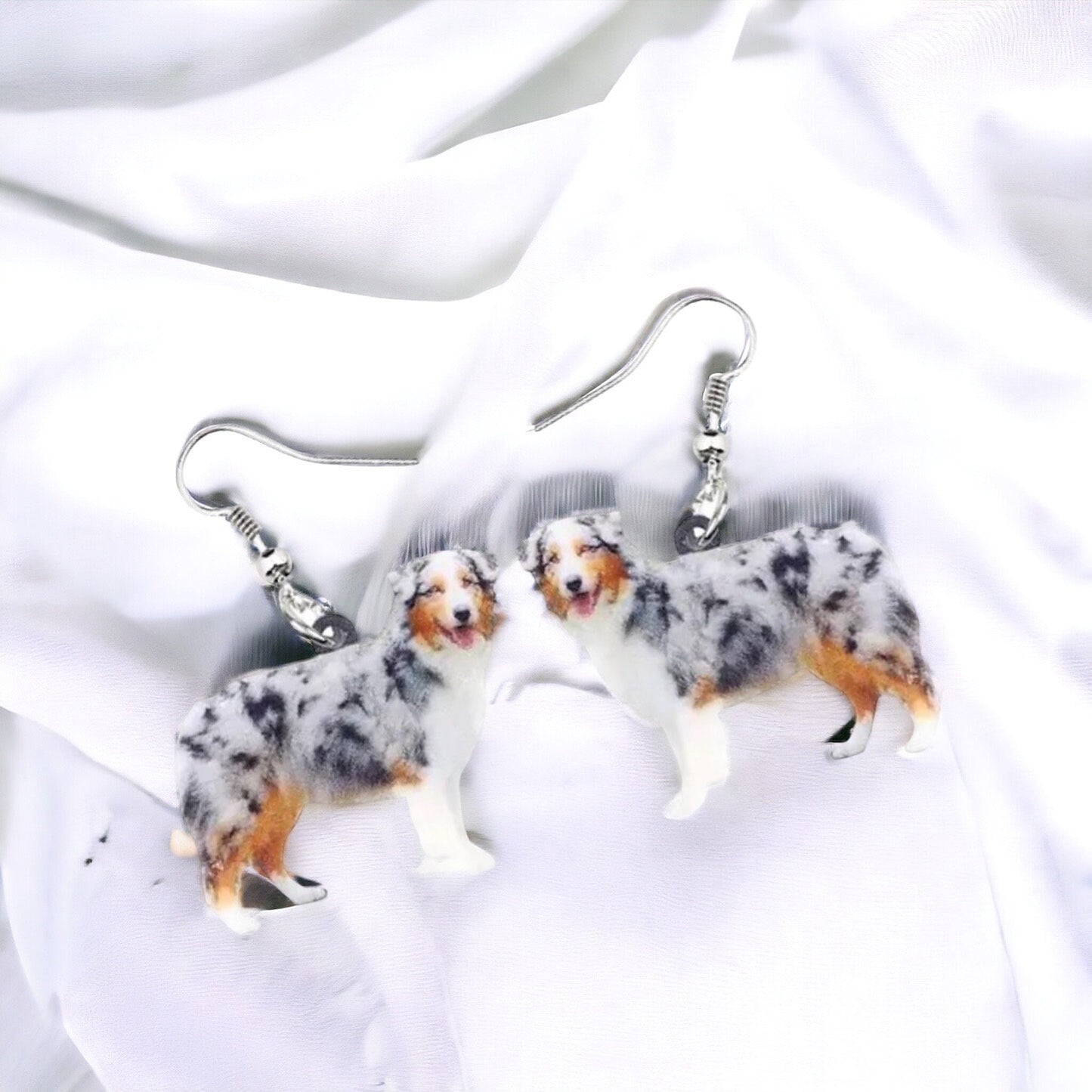 Australian Shepherd Earrings - Australian Shepherd, Dog Earrings, Dog Jewelry, Dog Mom, Merle Red Aussie, Dog Accessories, Cattle Dog