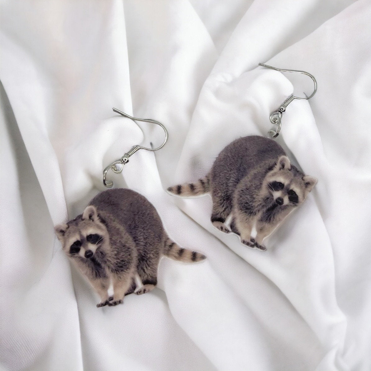 Raccoon Earrings - Raccoon Jewelry, Handmade Earrings, Handmade Jewelry, Animal Earrings, Raccoon Gift, Raccoon Lover, Trash Panda