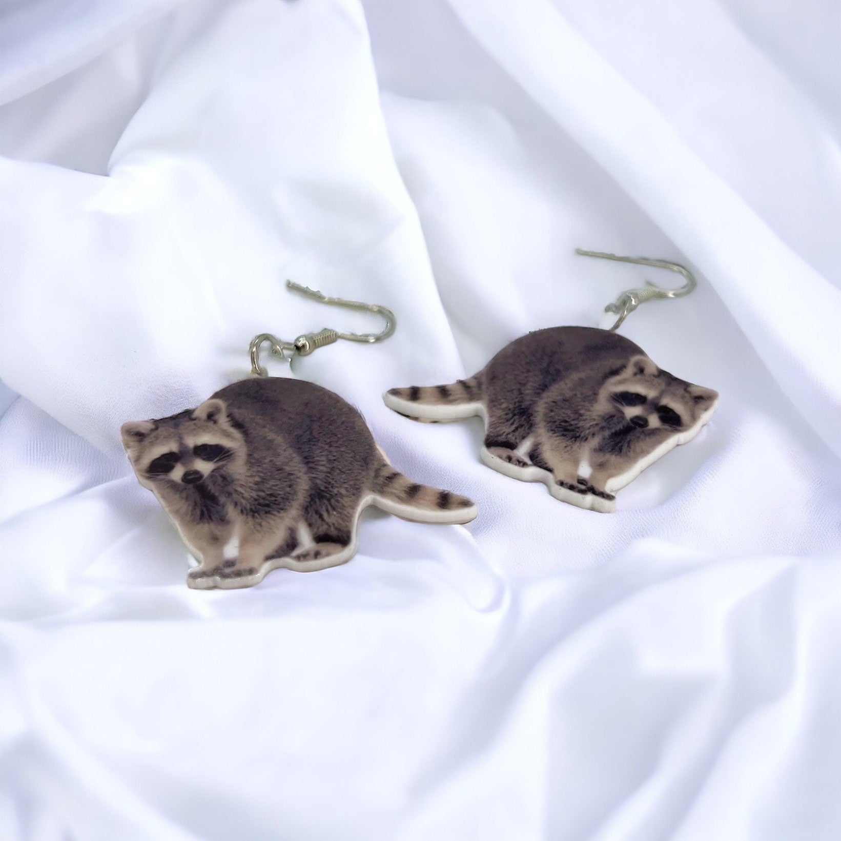 Raccoon Earrings - Raccoon Jewelry, Handmade Earrings, Handmade Jewelry, Animal Earrings, Raccoon Gift, Raccoon Lover, Trash Panda