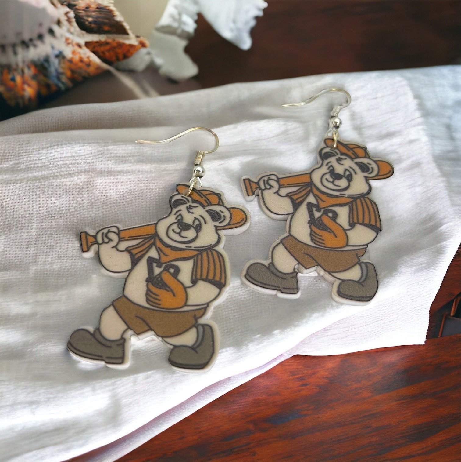 Teddy Bear Earrings - Teddy Bear Jewelry, Handmade Earrings, Daycare Teacher, Animal Earrings, Kindergarten Teacher, Baseball Earrings