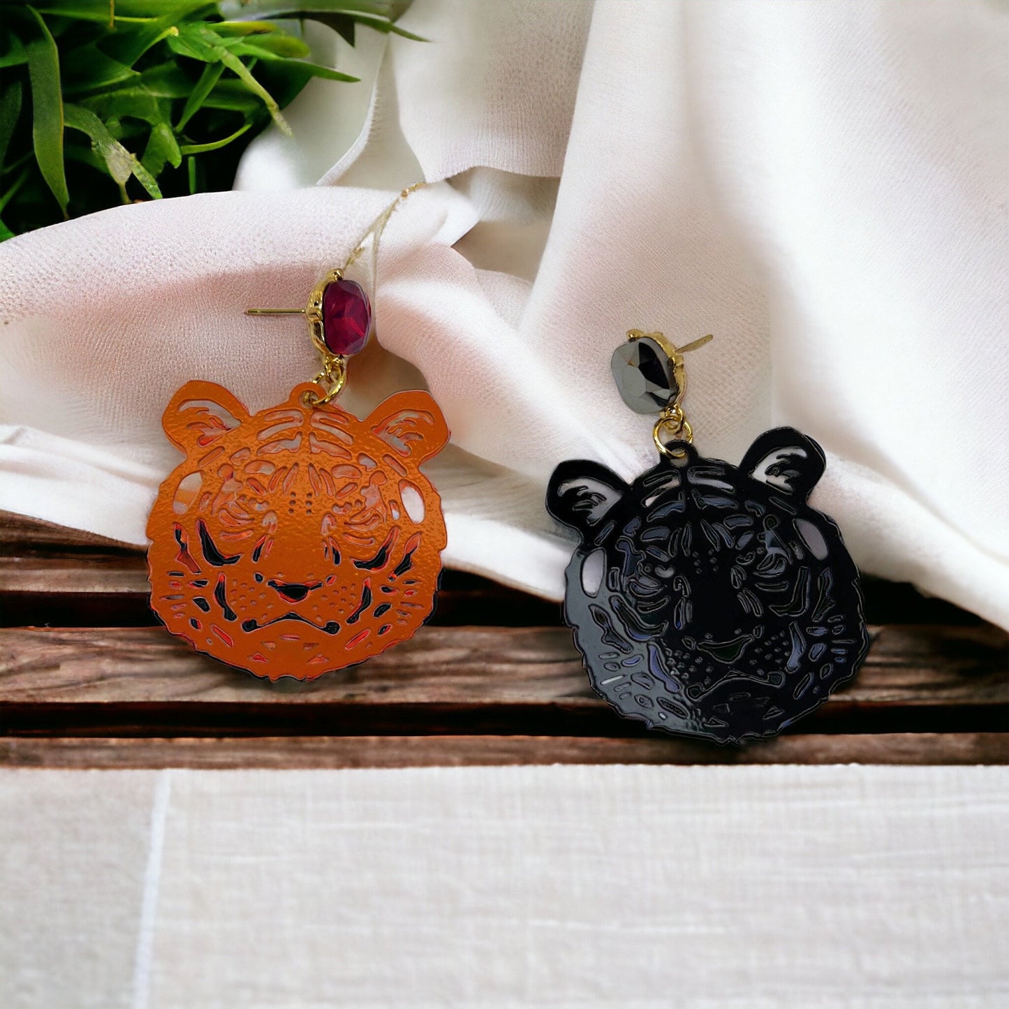 Tiger Earrings - Tiger Jewelry, Handmade Earrings, Handmade Jewelry, Animal Earrings, Tiger Football, Animal Jewelry, Orange and Black