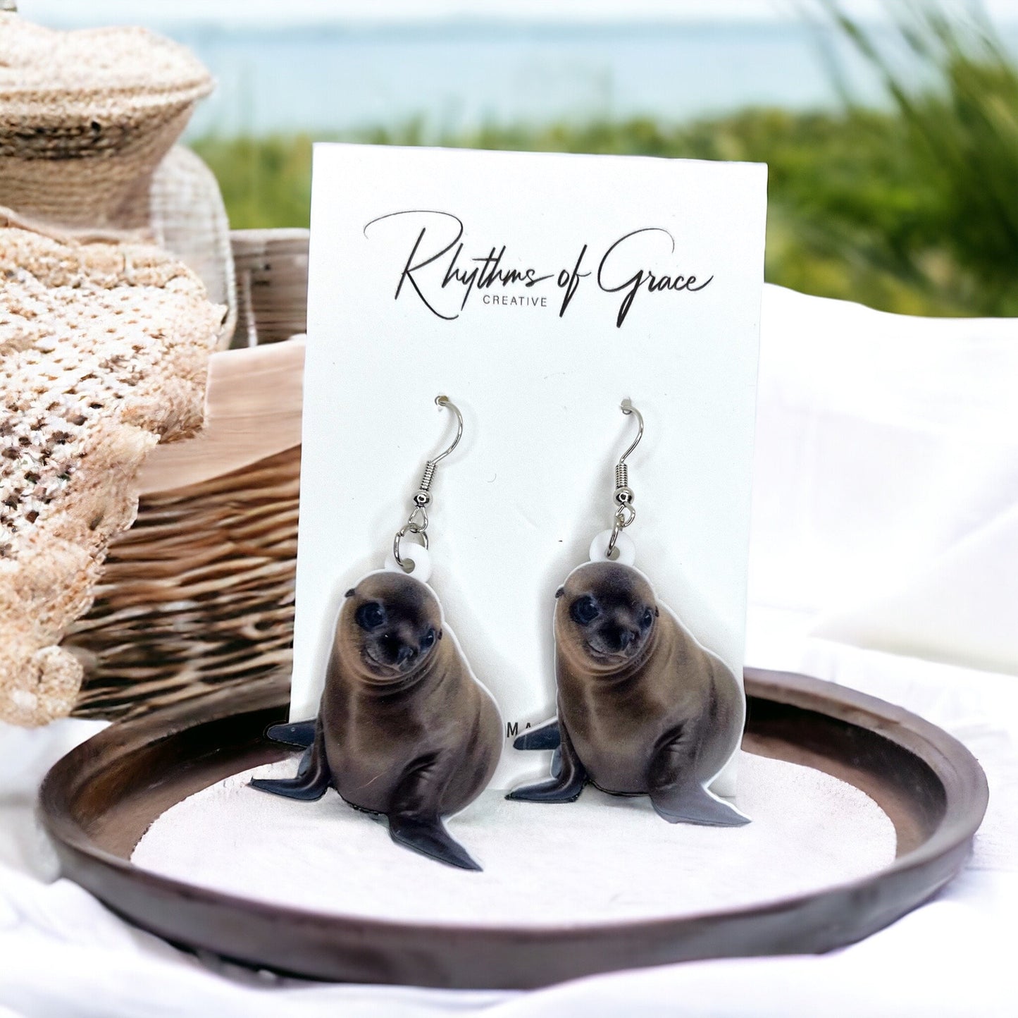 Seal Earrings - Seal Jewelry, Handmade Earrings, Handmade Jewelry, Animal Earrings, Animal Jewelry, Seal Pup, Ocean Animals, Otter Earrings