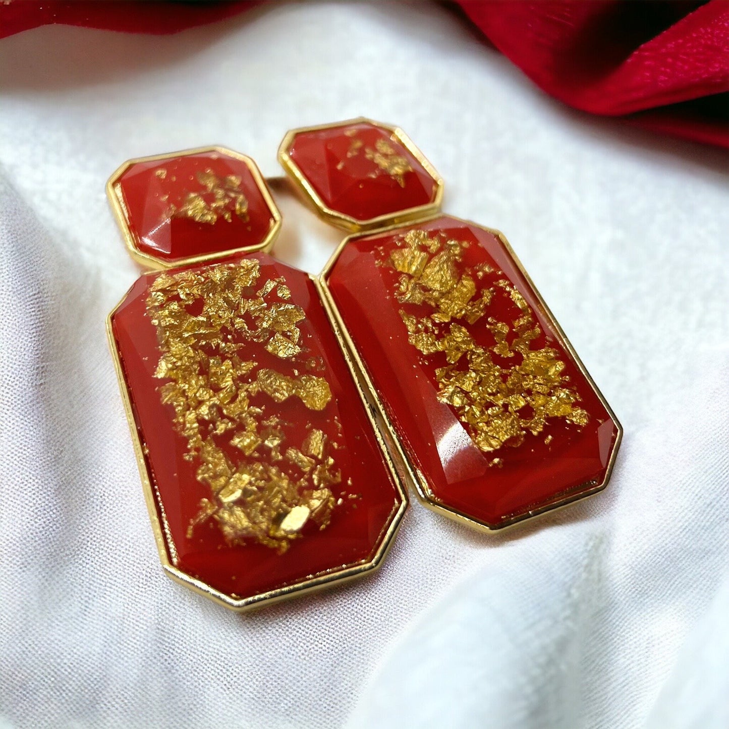 Dazzling Red & Gold Dangle Earrings - Your Perfect Valentine’s Day Statement! - Rhythms of Grace Creative