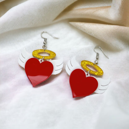 Angel Heart Earrings - Valentine’s Day, Heart Earrings, Valentine’s Earrings, Valentine Gift, Love Earrings, Heart Accessories, Angels
