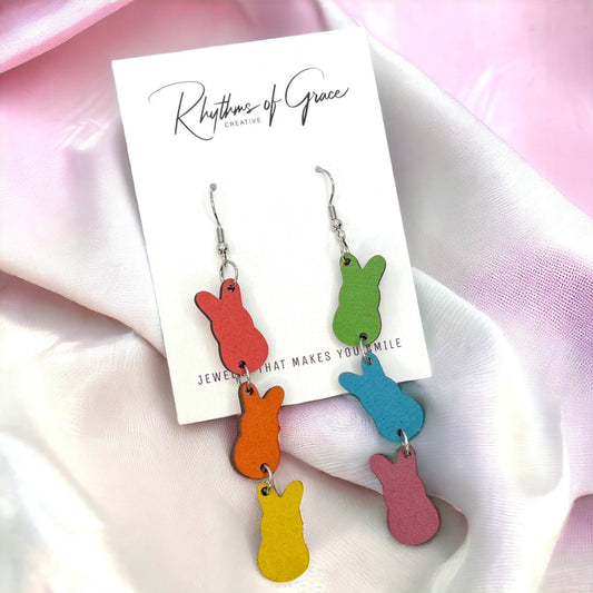 Spring Vibes Only: Colorful Peeps Dangle Earrings for a Hoppy Easter! - Rhythms of Grace Creative