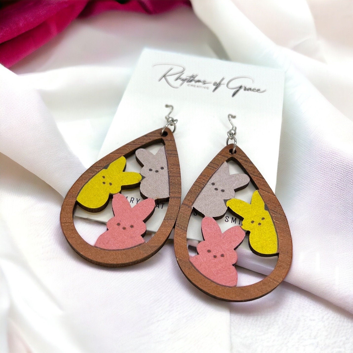 Easter Bliss: Adorable Wooden Bunny Drop Earrings for Springtime Style! - Rhythms of Grace Creative