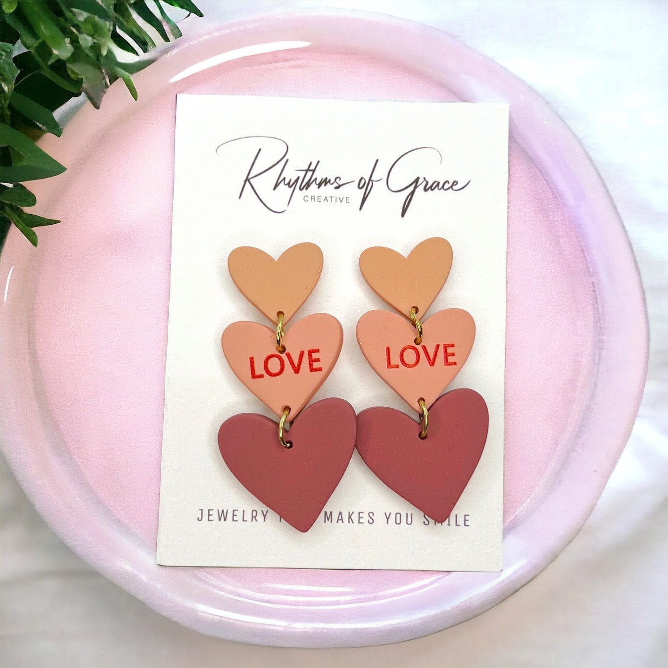 Love in Pink: Adorable Triple Heart Earrings for Every Occasion! - Rhythms of Grace Creative
