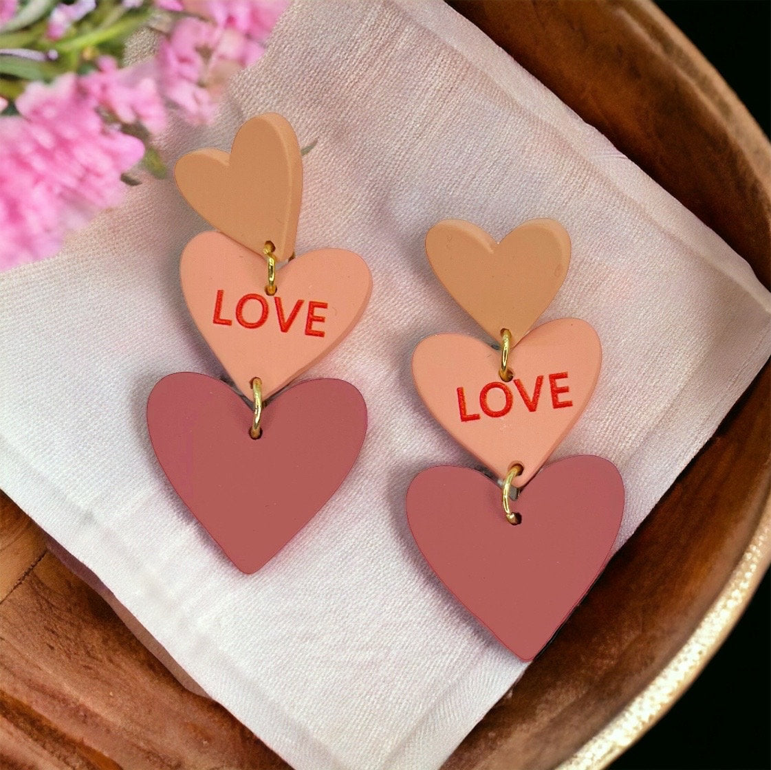 Love in Pink: Adorable Triple Heart Earrings for Every Occasion! - Rhythms of Grace Creative